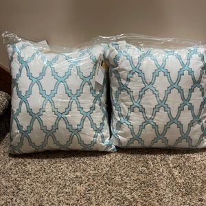 Decorative pillows from Kohls. 18x18 Blue and White